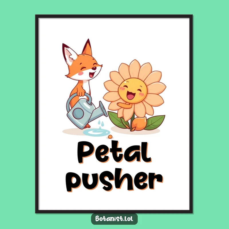 Funny Fox Flower Digital Art: Cute Garden Scene for Instant Decor!