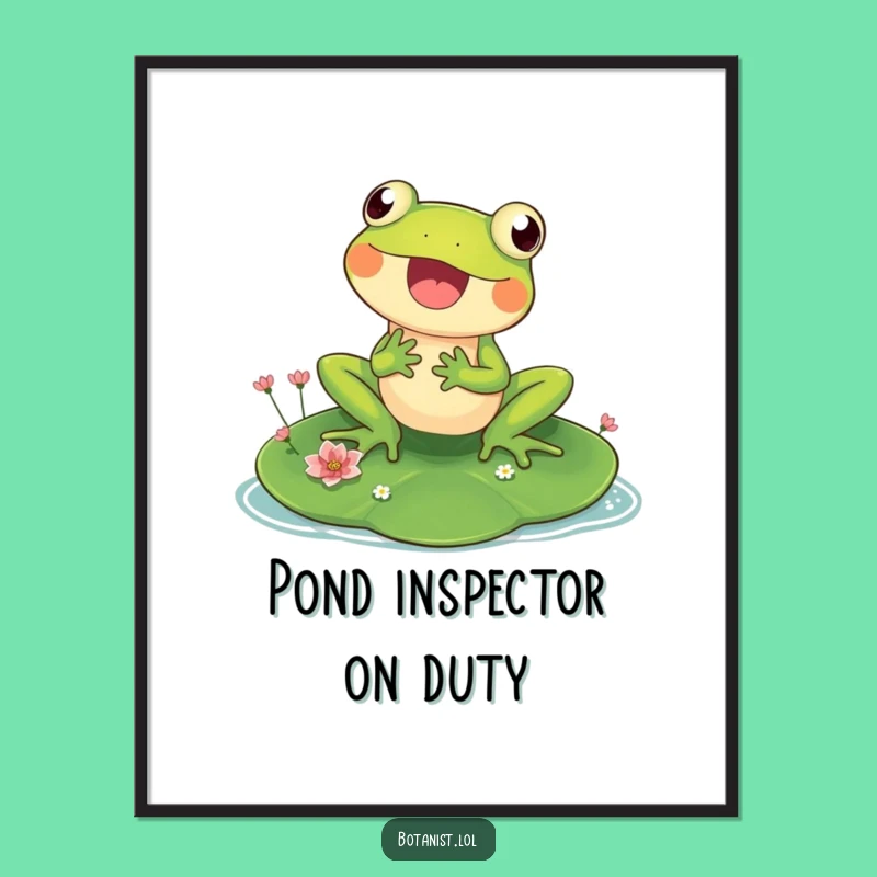 Funny Frog Digital Art Print - Instant Pond Decor, Charming Funny Gift