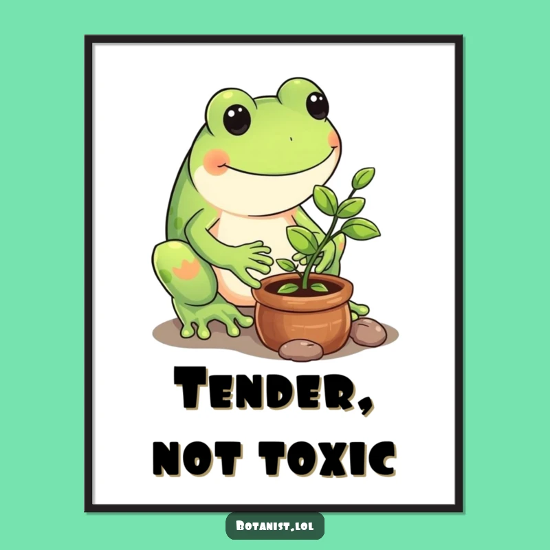 Funny Frog Garden Art Print - Playful Nature Decor Funny Gift