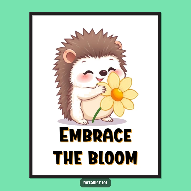 Funny Hedgehog Hug Digital Art: Printable Gentle Scene