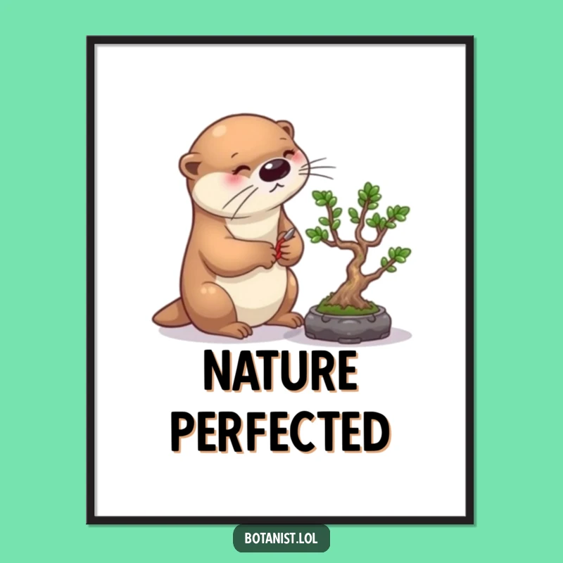 Funny Otter Bonsai Digital Art: Instant Precise Decor for Your Space