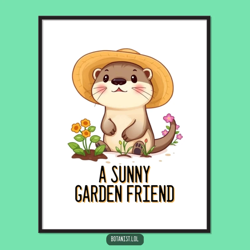 Funny Otter Garden Digital Print: Instant Cheerful Wall Art