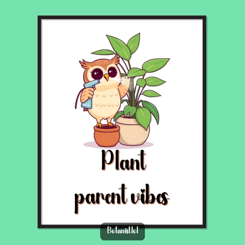 Funny Owl Plant Art Print - Downloadable Hilarious Decor Gift