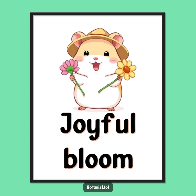 Funny Hamster Flower Digital Art Print: Bring Cheerful Blooms to Your Space!
