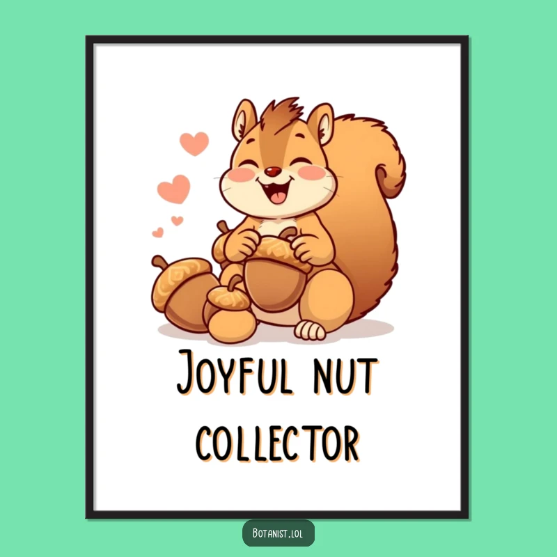 Funny Giggling Squirrel Digital Art: Joyous Acorn Collector - Instant Humorous Decor