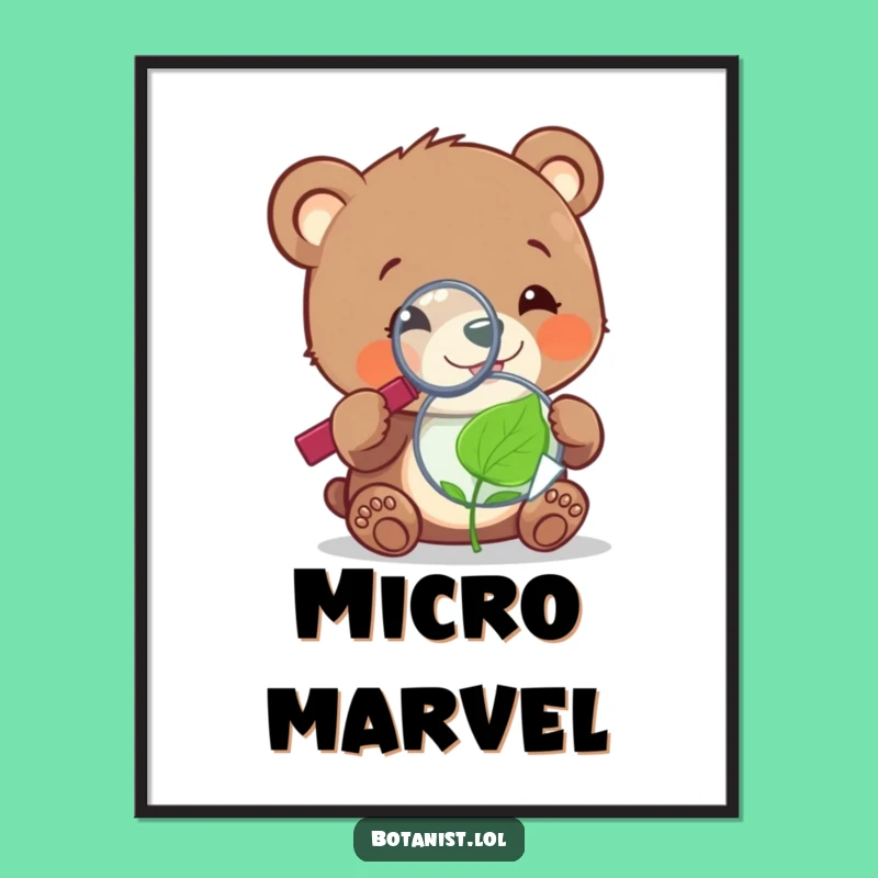 Funny Bear Cub Leaf Digital Art: Tiny Detail for Instant Decor!