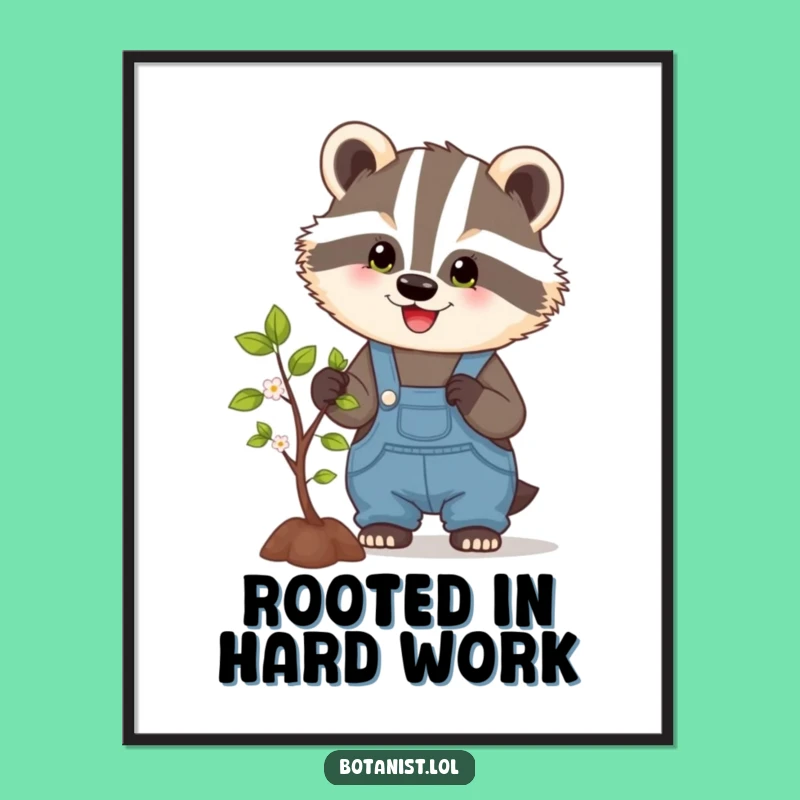 Funny Badger Digital Art Print - Instant Garden Decor, Charming Funny Gift