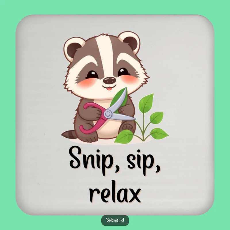 Funny Badger Gardening Drink Coaster - Protect Surfaces with this Pruner's Calm Charm Gift