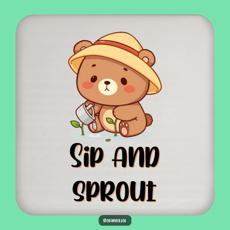 Funny Bear Gardener Coasters: Protect Surfaces with a Happy Bear, Cute Funny Gift Set!