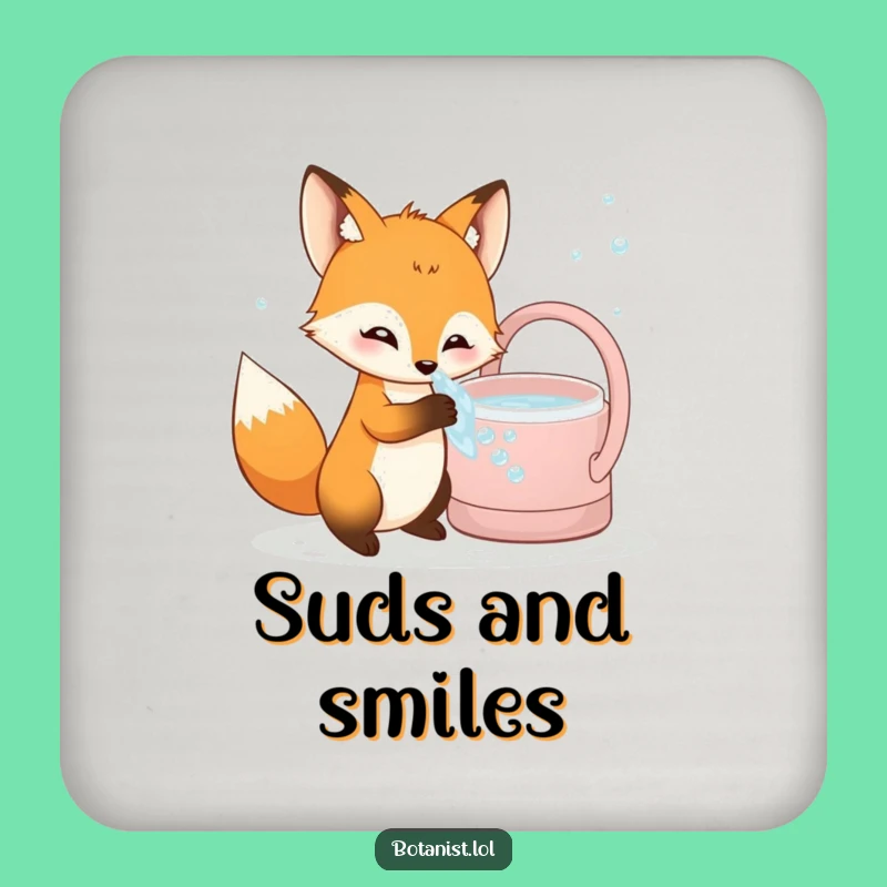 Funny Fox Coaster: Bubbly Paw Protection - Humorous Animal Gift