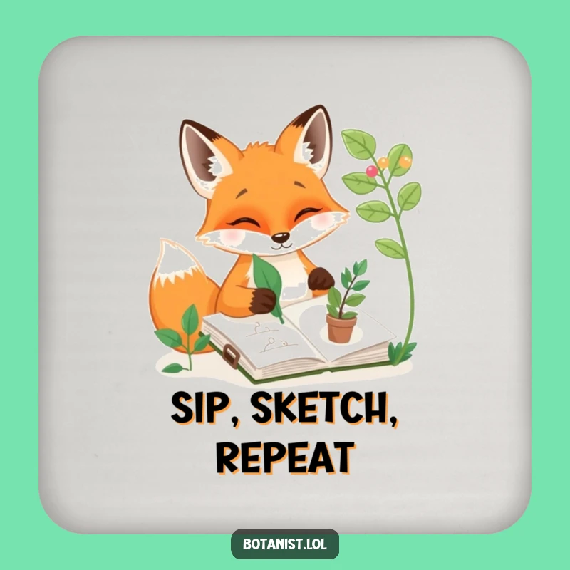 Funny Fox Sketching Coasters: Protect Surfaces with Art!