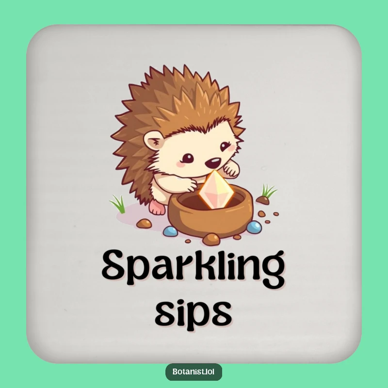 Funny Hedgehog Gem Dig Coaster: Protect Surfaces with Determination, Hilarious Gift