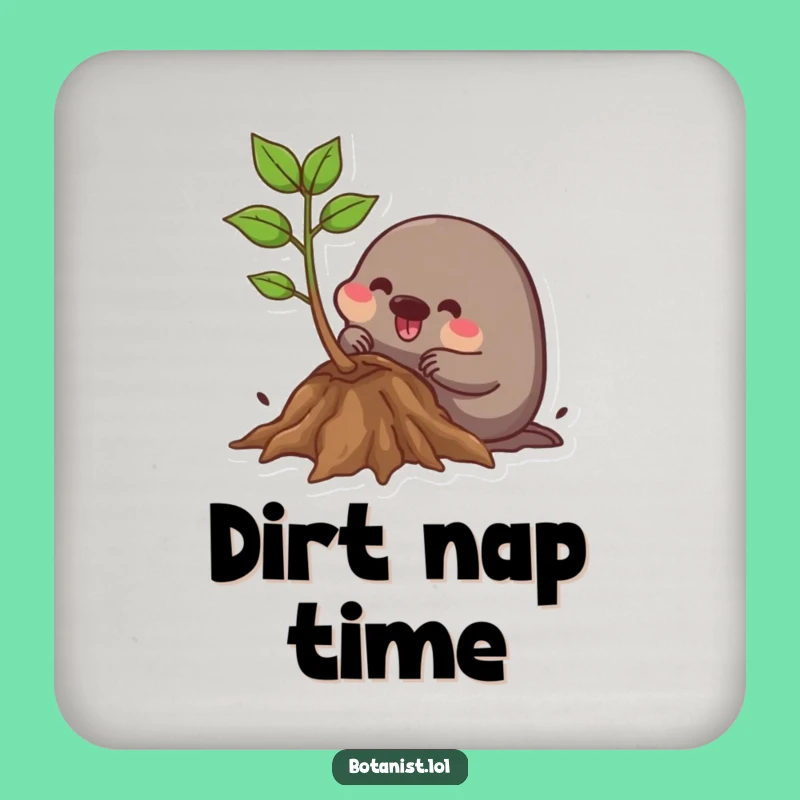 Funny Mole Gardener Drink Coaster: Protect Surfaces with a Happy Mole!