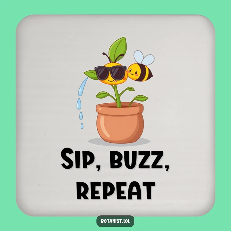 Funny Plant Bee Coaster Set - Sip with Style Funny Gift