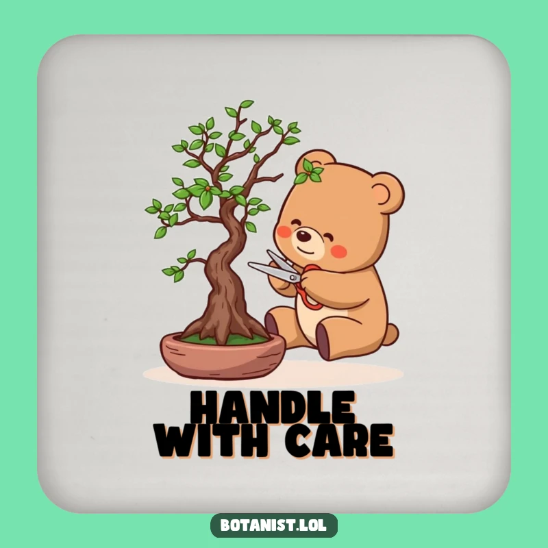 Funny Bonsai Bear Coaster - Protect Surfaces with This Hilarious Funny Gift