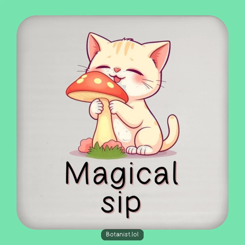 Funny Cat Mushroom Coaster - Protect Surfaces with Enchanting Humor
