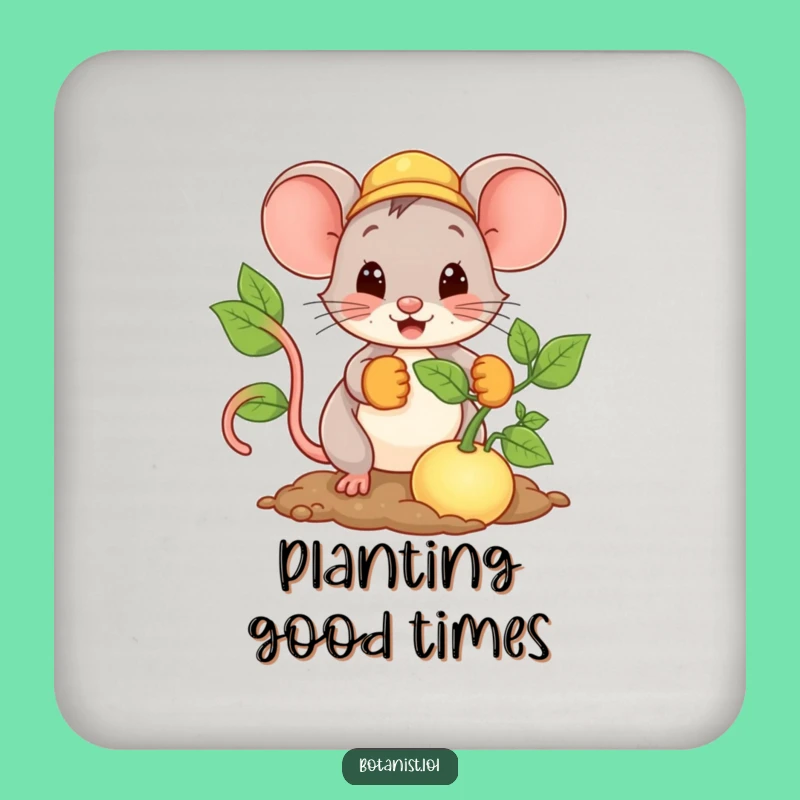 Funny Mouse Coaster: Giant Seed Protection, Happy Gardener Gift