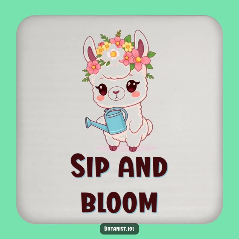 Funny Llama Gardener Drink Coaster: Protect Surfaces with a Proud Llama!