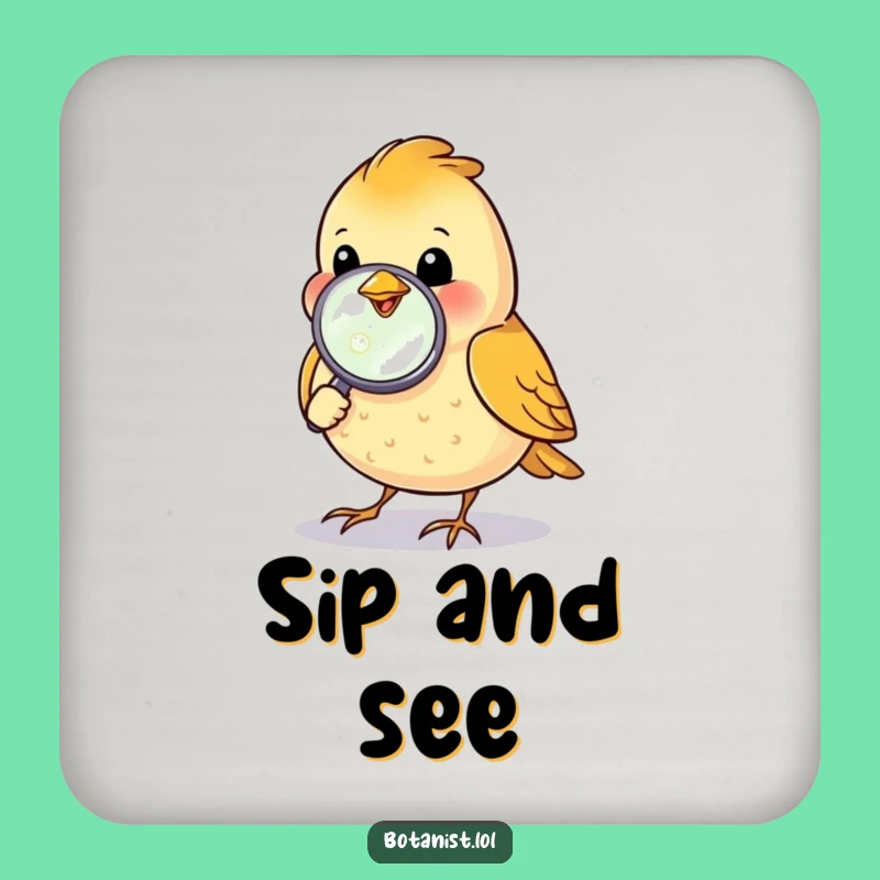 Funny Bird Magnifying Glass Drink Coaster - Protect Surfaces with this Curious Critter's Charm Gift