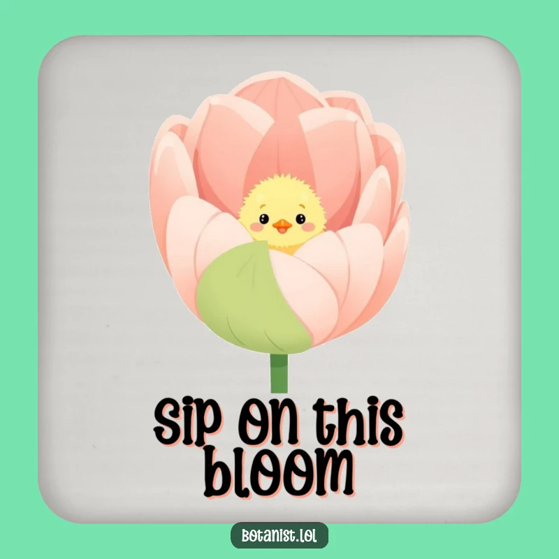 Funny Chick Tulip Coaster - Humorous Spring Table Protector Gift