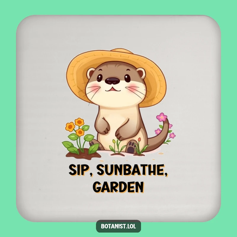 Funny Otter Garden Coaster Set: Protect Surfaces with Sunshine