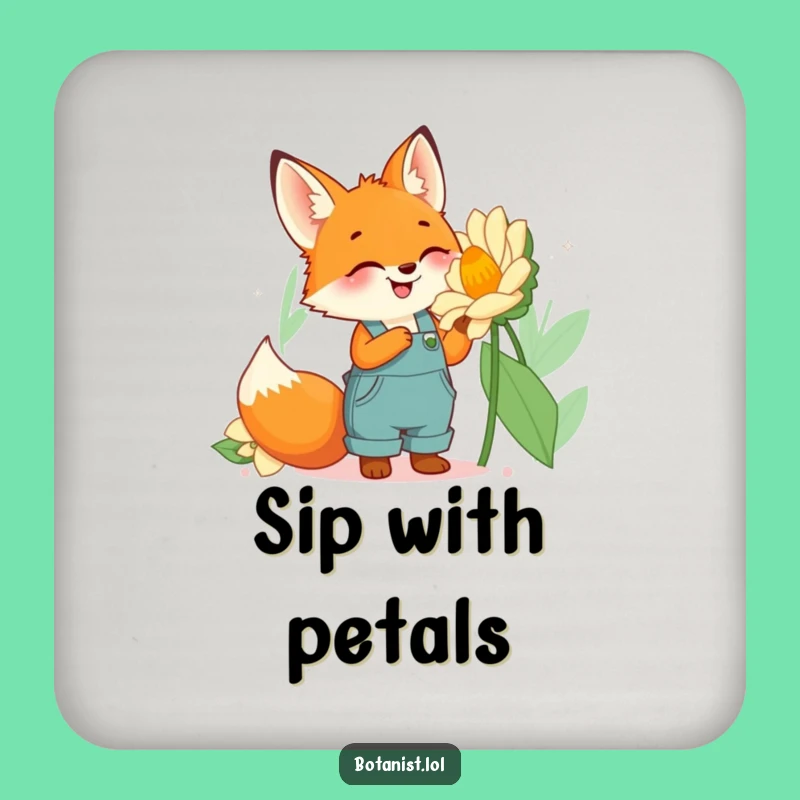 Funny Fox Gardener Coasters: Protect Surfaces with a Cute Fox, Adorable Funny Gift Set!