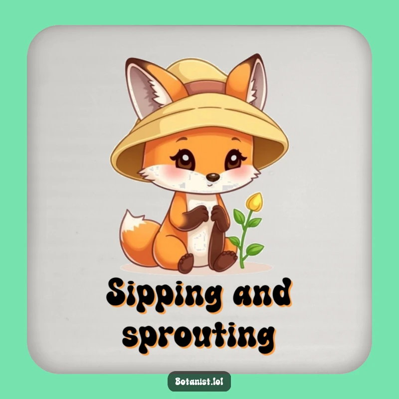 Funny Fox Sunhat Drink Coaster - Curious Delight Protection