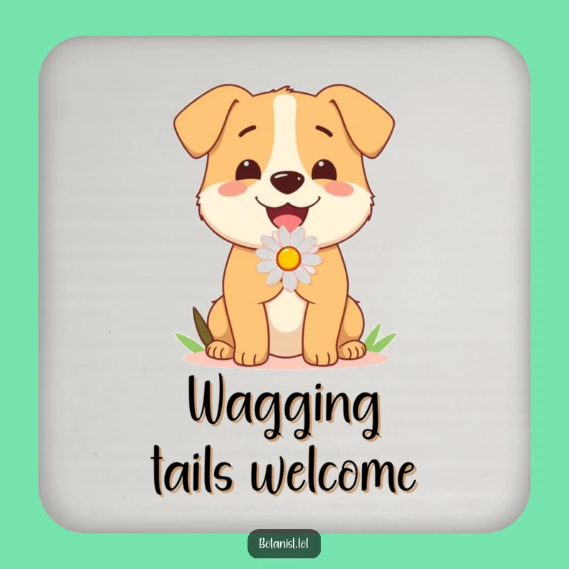 Funny Dog Daisy Drink Coaster: Protect Surfaces with a Pup's Sweet Floral Gift, Cute Accessory