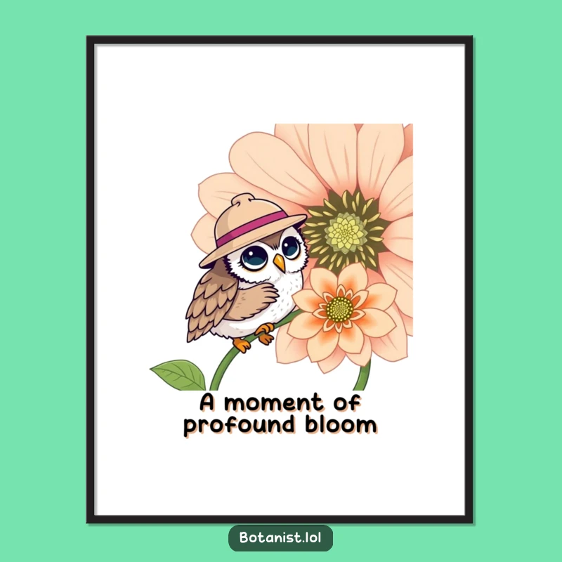 Funny Owl Hat Flower Poster: Enchanting Wall Art Gift!