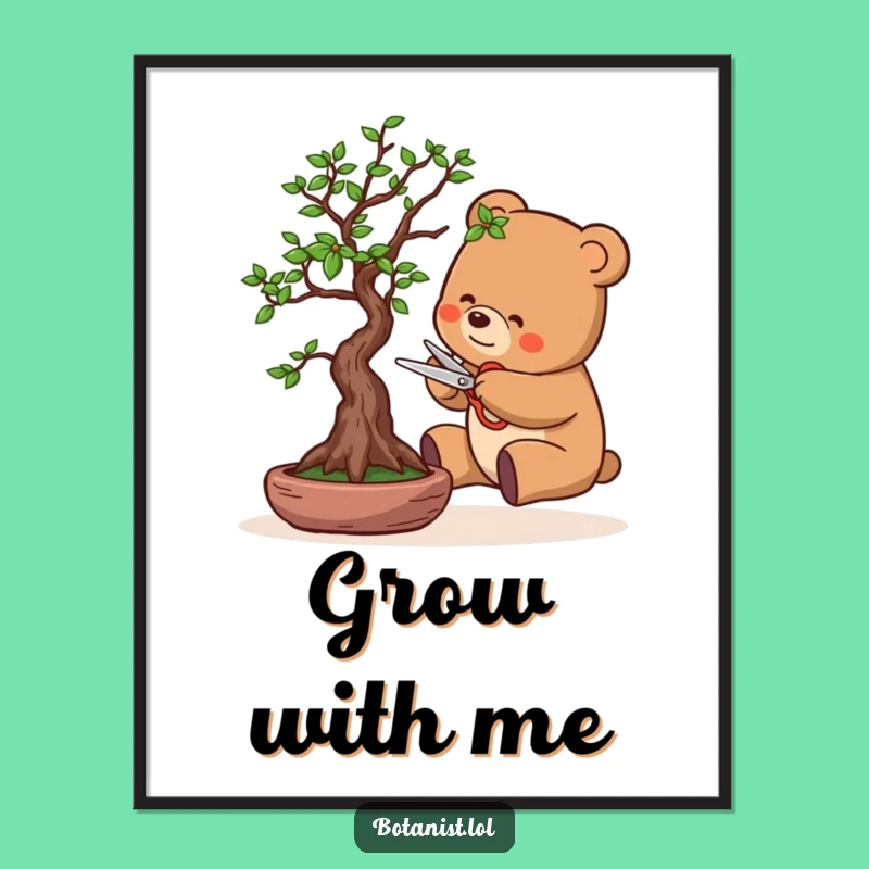 Funny Bonsai Bear Poster - Wall Art for the Zen & Hilarious Home Funny Gift
