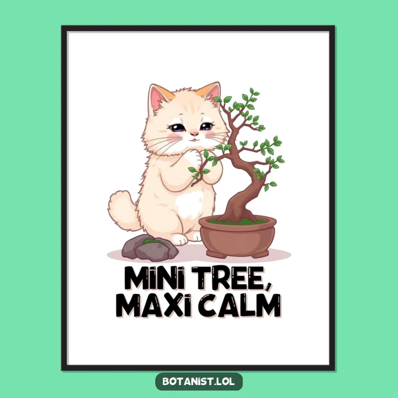 Funny Cat Bonsai Poster: Bring Serene Art to Your Walls
