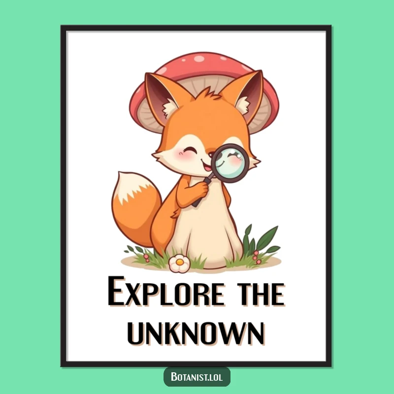 Funny Fox Mushroom Poster: Giant Fungus Art - Whimsical Funny Gift Decor