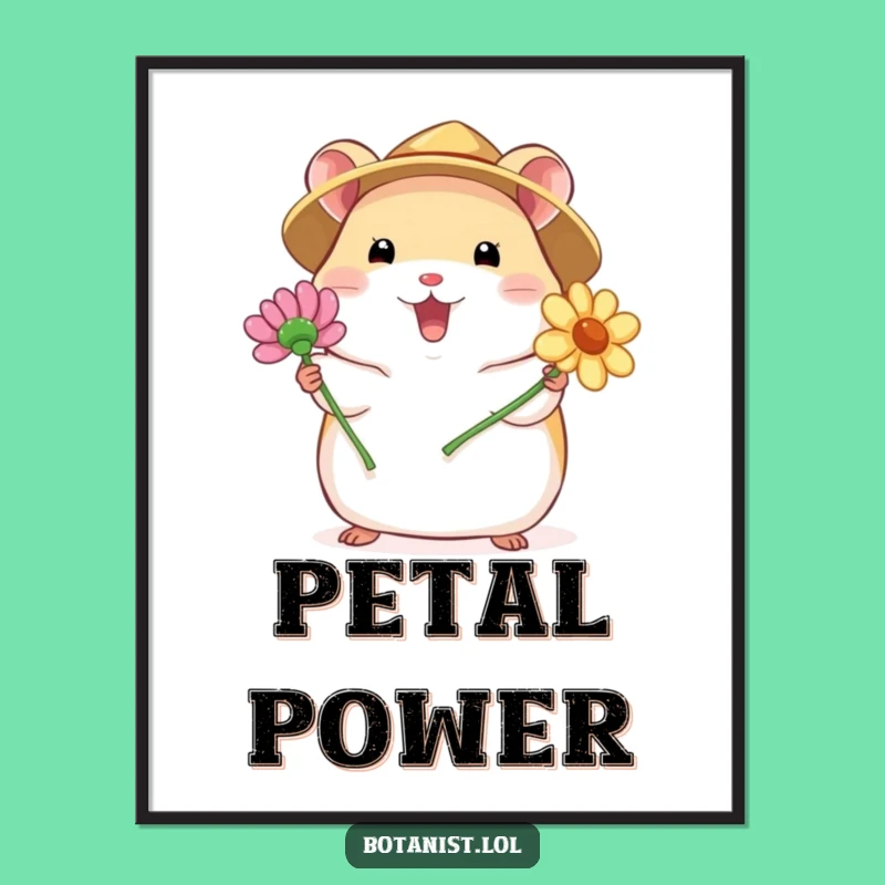 Funny Hamster Flower Poster: Bring Cheerful Blooms to Your Walls!