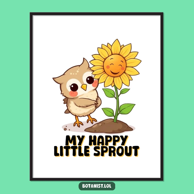 Funny Owl Plants Laughing Sunflower Poster, Vibrant & Hilarious Wall Art Gift