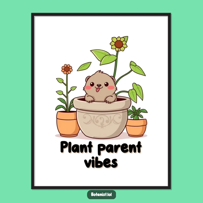 Funny Mole Poster: Cheerful Plant Dweller Art - Humorous Garden Decor Gift