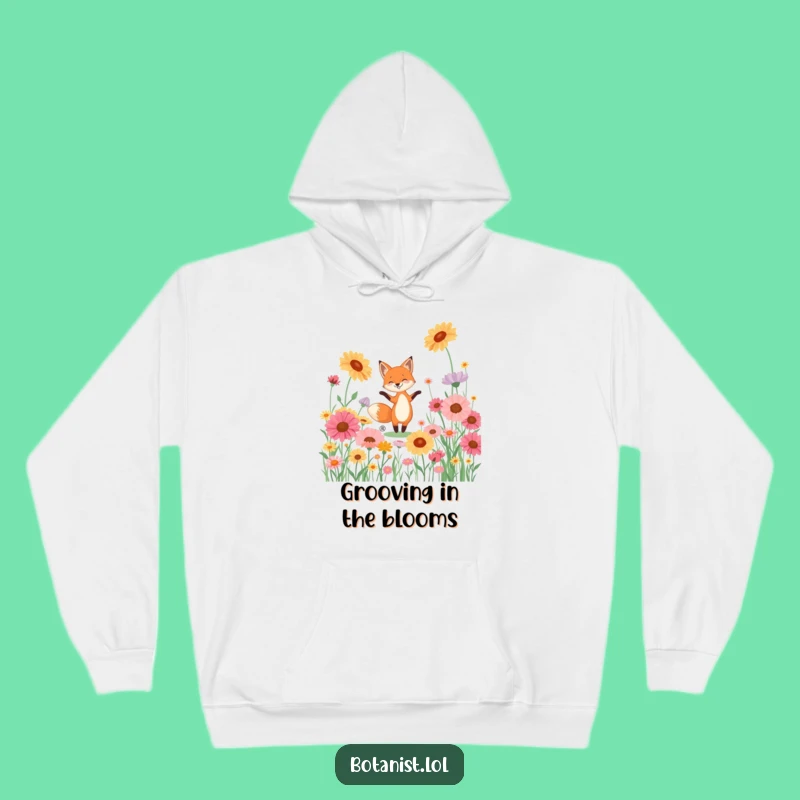 Cozy Funny Fox Dancing Wildflowers Hoodie - Warm and Hilarious Comfort