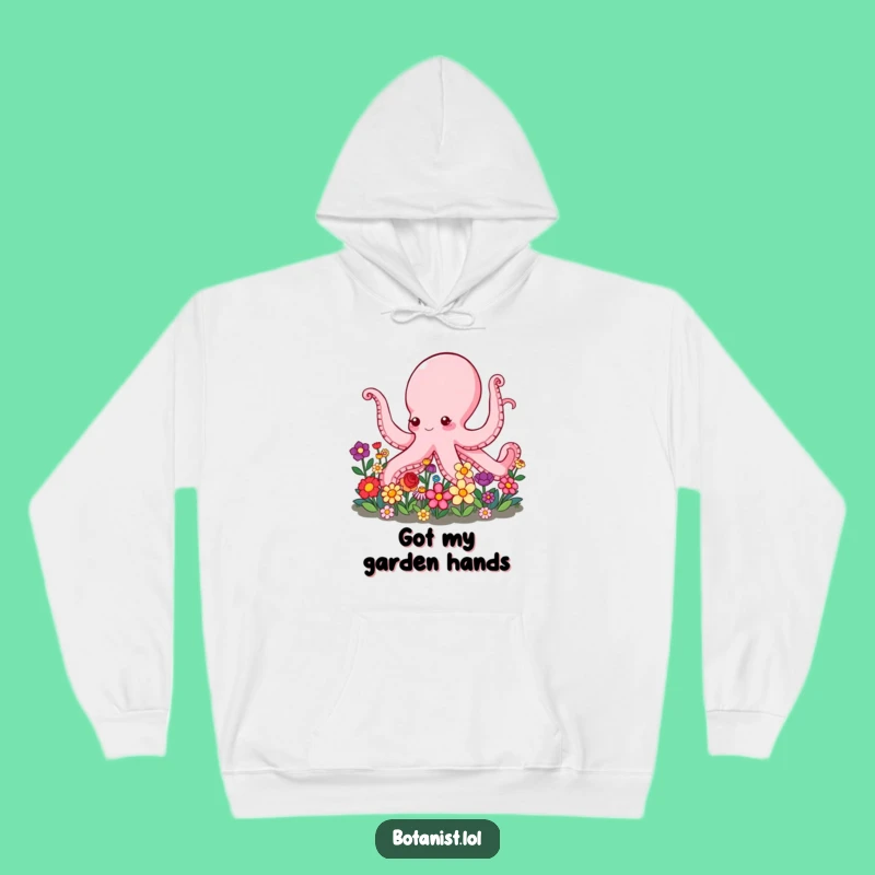 Cozy Funny Octopus Hoodie: Garden Helper, Floral Comfort, Warm Gift