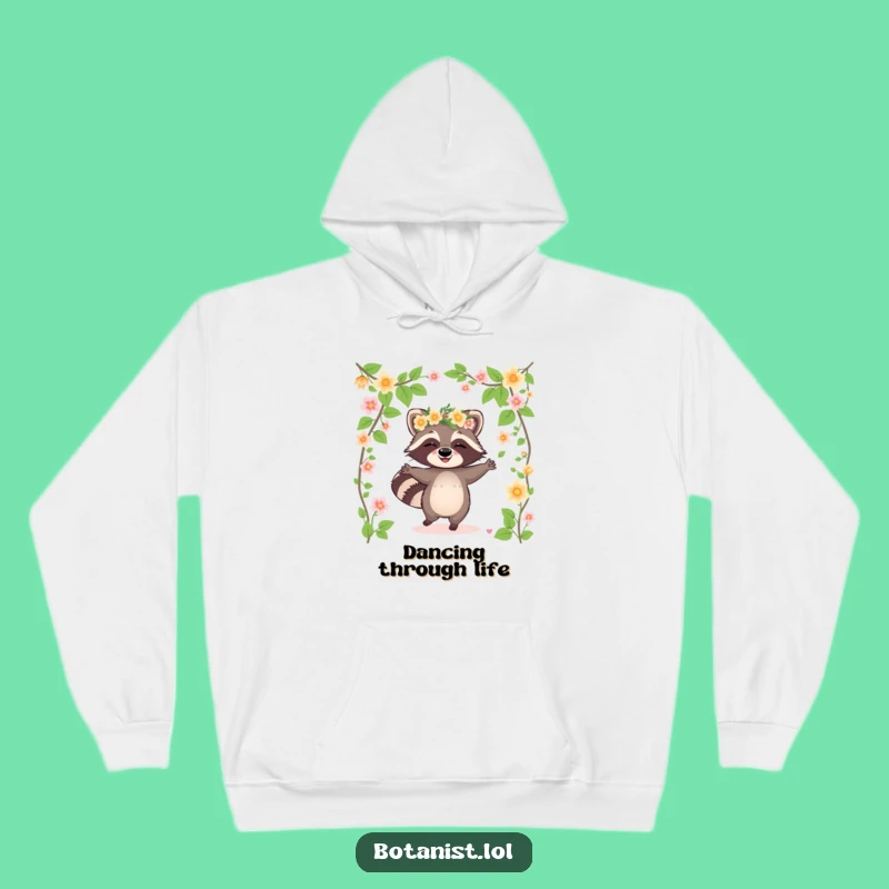 Funny Raccoon Flower Crown Hoodie: Cozy Celebration, Hilarious Gift for Festivities