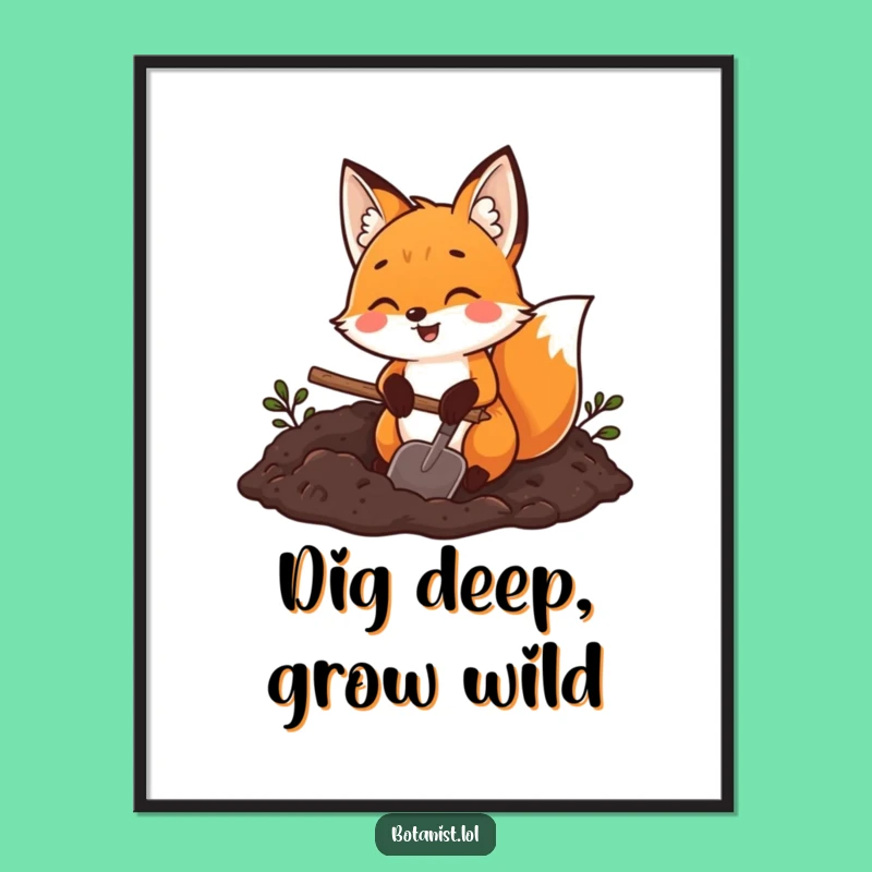 Free Printable Fox Wall Art: Funny Gardener Downloadable Decor