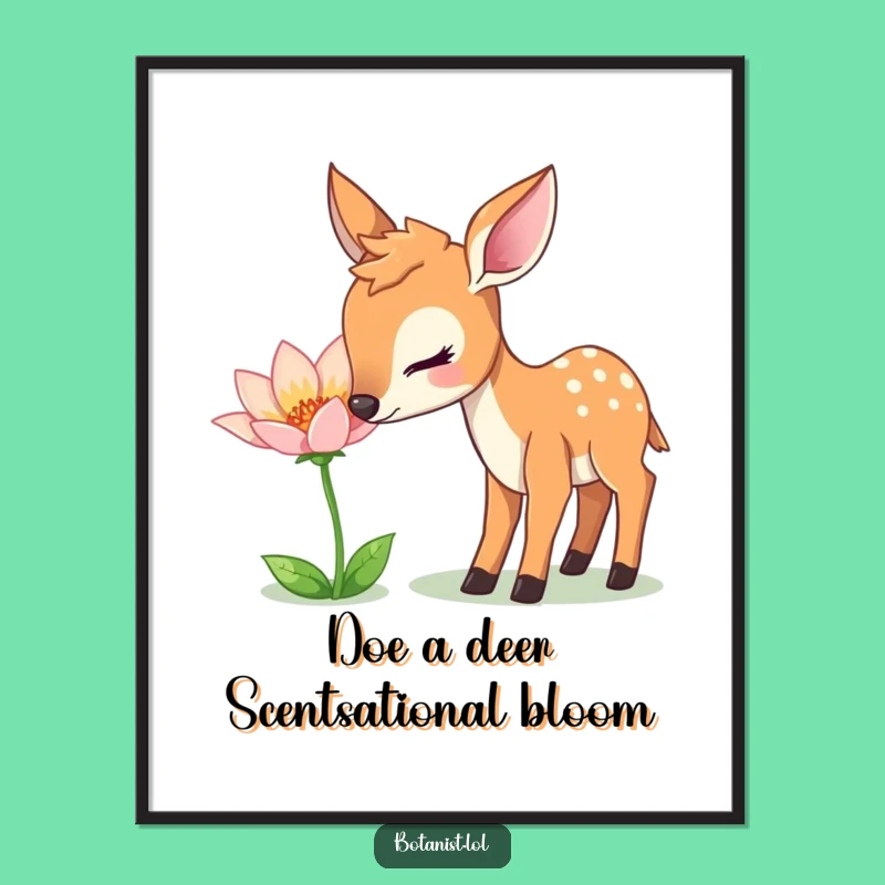 Free Printable Wall Art: Deer's Floral Wonder - Funny Downloadable Decor