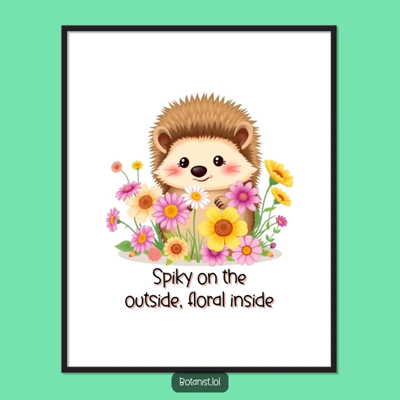 Free Printable Wall Art: Hedgehog Wildflower Delight, Quirky Downloadable Decor