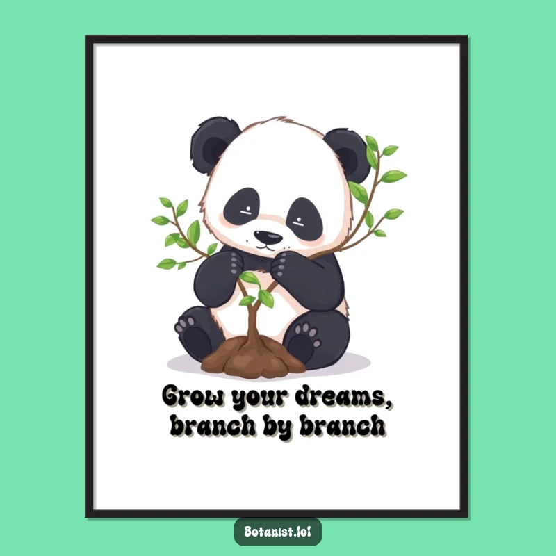 Free Printable Wall Art: Panda Gardener Serenity - Funny Downloadable Art