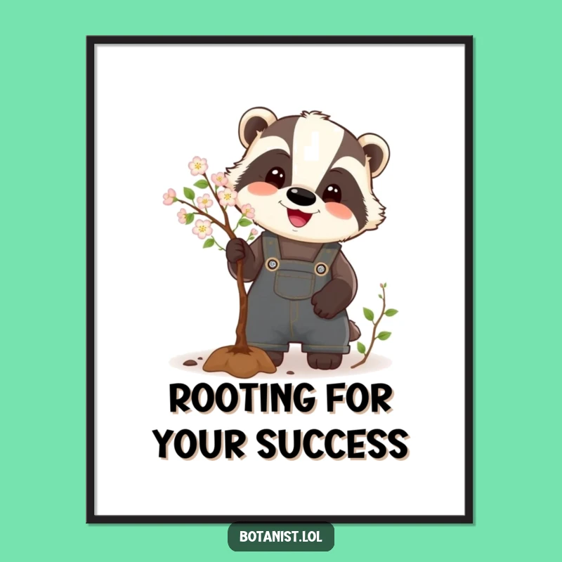 Funny Free Printable Wall Art: Badger Pruning Tree, Downloadable Humorous Home Decor