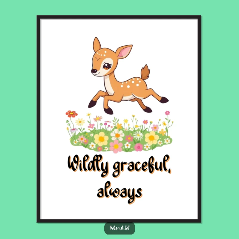 Funny Free Printable Wall Art: Deer Leaping Joyfully - Downloadable Art