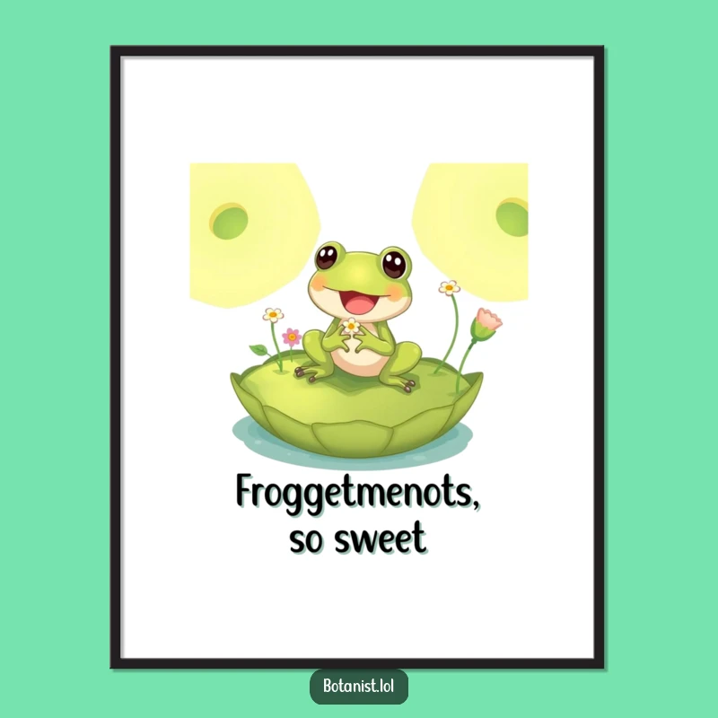 Funny Free Printable Wall Art: Delighted Frog Lily Pad Downloadable Art