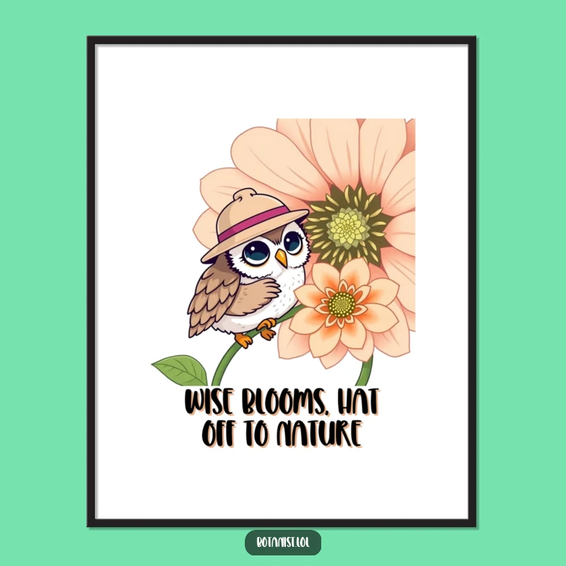 Funny Free Printable Wall Art: Owl Hat & Flower - Whimsical Owl Art for Your Space!