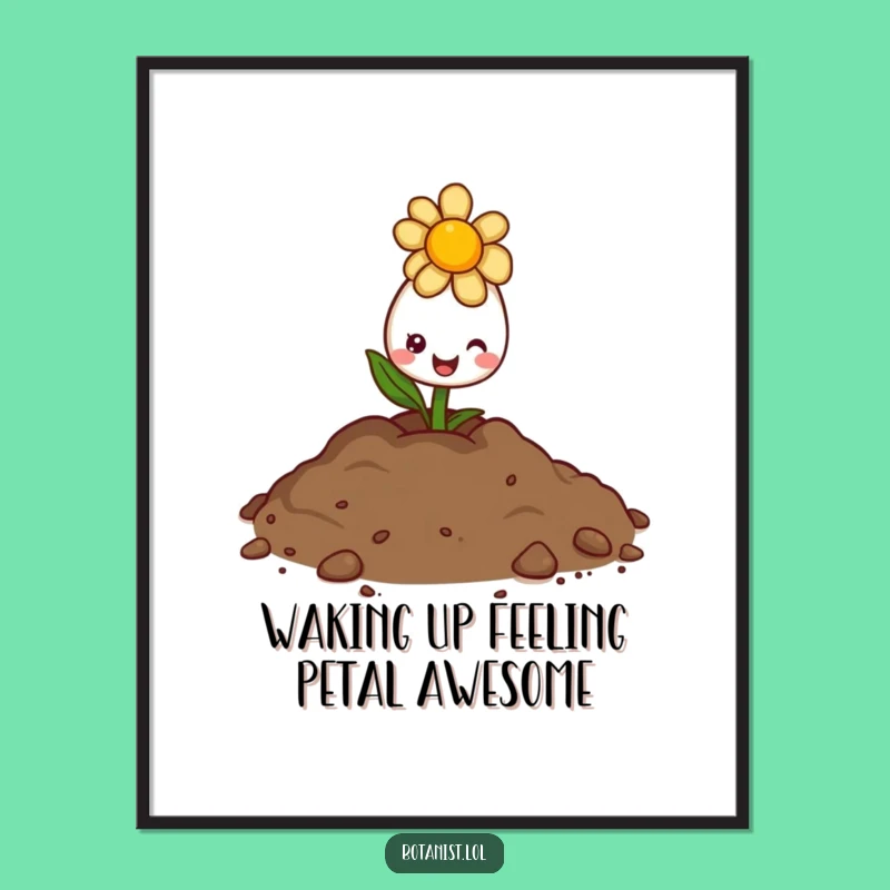 Funny Free Printable Wall Art: Sunny Flower Bud, Cheerful Decor, Hilarious Downloadable Art