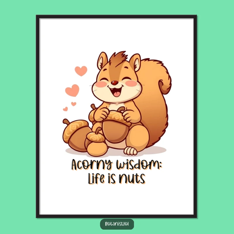 Giggling Squirrel Oversized Acorn Free Printable Wall Art - Funny Downloadable Art