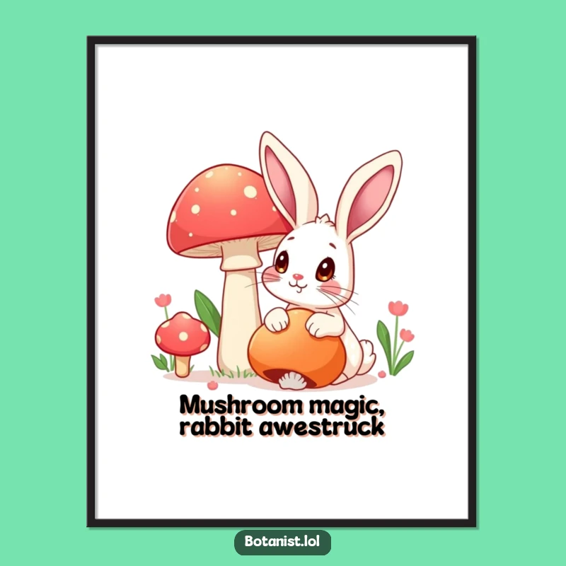 Funny Free Printable Wall Art: Rabbit & Mushroom - Whimsical Woodland Decor Print!
