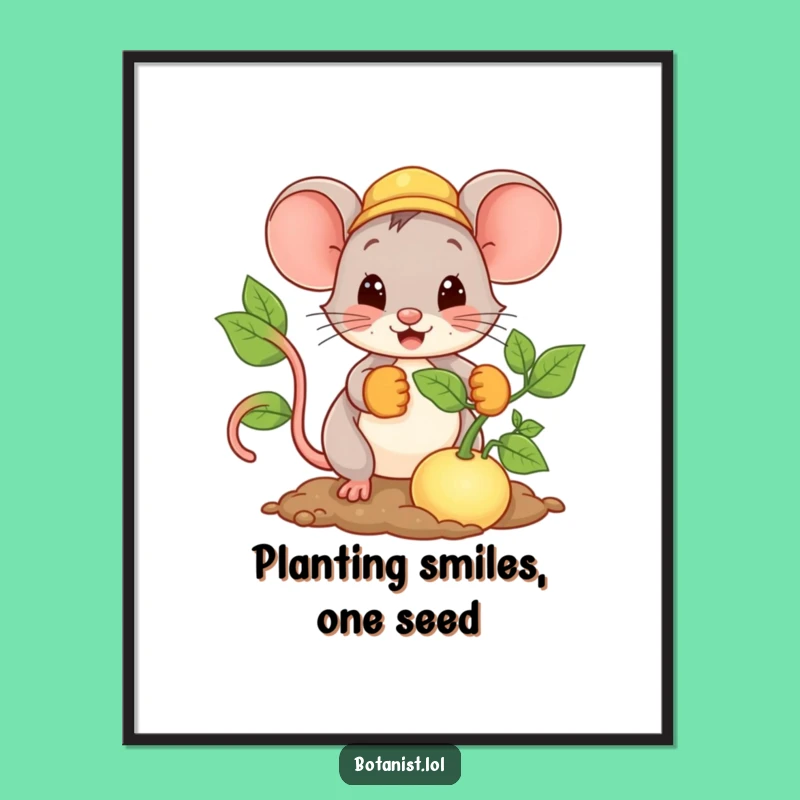 Funny Free Printable Wall Art: Mouse Planting Giant Seed - Downloadable Art